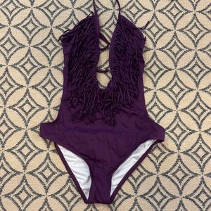 L*Space Purple Fringe One Piece Swimsuit M